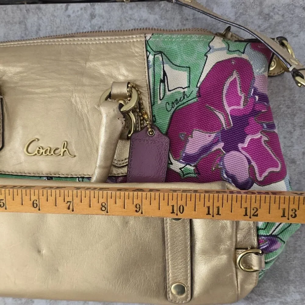 Coach F16177 Sabrina Floral Satchel Bag Gold Hardware Detachable Strap